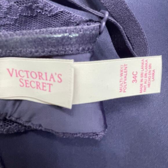 Victoria's Secret Multi Way Push Up Bra Size 34 C Purple Floral Lace - Picture 3 of 6